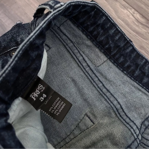 PRPS Blue Le Sabre Slim Tapered 5 Pocket Cotton Jeans Ripped Mens Size 34 - Picture 4 of 9